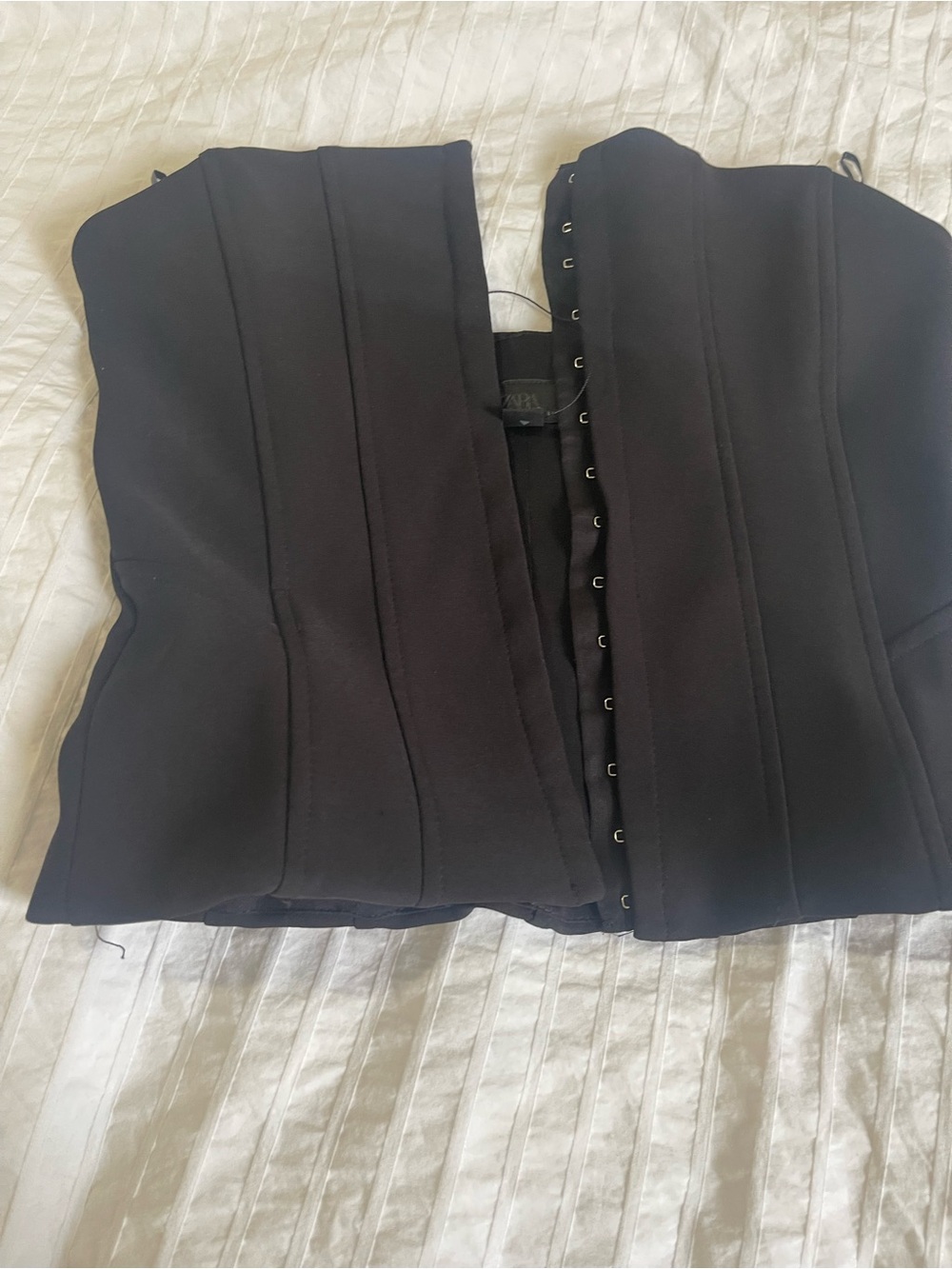Zara Black Corset Top with Front Hook Closure - Women